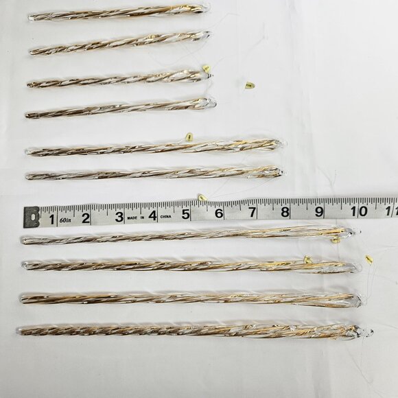 10 Glass and Gold Icicle Christmas Ornaments – 6", 8", 10" - Picture 3 of 5